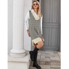 image:imageZeagoo Womens V Neck Sweater Vest Dress Oversized Sleeveless Casual Pullover Sweater Fall Winter Knit Slit Short DressApricot Houndstooth