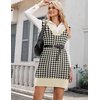 image:imageZeagoo Womens V Neck Sweater Vest Dress Oversized Sleeveless Casual Pullover Sweater Fall Winter Knit Slit Short DressApricot Houndstooth