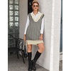 image:imageZeagoo Womens V Neck Sweater Vest Dress Oversized Sleeveless Casual Pullover Sweater Fall Winter Knit Slit Short DressApricot Houndstooth