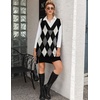 image:imageZeagoo Womens V Neck Sweater Vest Dress Oversized Sleeveless Casual Pullover Sweater Fall Winter Knit Slit Short DressBlack Diamond