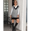 image:imageZeagoo Womens V Neck Sweater Vest Dress Oversized Sleeveless Casual Pullover Sweater Fall Winter Knit Slit Short DressBlack Houndstooth