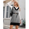 image:imageZeagoo Womens V Neck Sweater Vest Dress Oversized Sleeveless Casual Pullover Sweater Fall Winter Knit Slit Short DressBlack Houndstooth