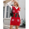 image:imageZeagoo Womens V Neck Sweater Vest Dress Oversized Sleeveless Casual Pullover Sweater Fall Winter Knit Slit Short DressChristmas