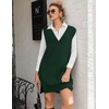 image:imageZeagoo Womens V Neck Sweater Vest Dress Oversized Sleeveless Casual Pullover Sweater Fall Winter Knit Slit Short DressDark Green