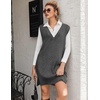 image:imageZeagoo Womens V Neck Sweater Vest Dress Oversized Sleeveless Casual Pullover Sweater Fall Winter Knit Slit Short DressDark Grey