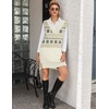 image:imageZeagoo Womens V Neck Sweater Vest Dress Oversized Sleeveless Casual Pullover Sweater Fall Winter Knit Slit Short DressFair Isle