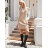 image:imageZeagoo Womens V Neck Sweater Vest Dress Oversized Sleeveless Casual Pullover Sweater Fall Winter Knit Slit Short DressKhaki