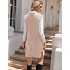 image:imageZeagoo Womens V Neck Sweater Vest Dress Oversized Sleeveless Casual Pullover Sweater Fall Winter Knit Slit Short DressKhaki
