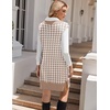 image:imageZeagoo Womens V Neck Sweater Vest Dress Oversized Sleeveless Casual Pullover Sweater Fall Winter Knit Slit Short DressKhaki Houndstooth