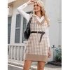 image:imageZeagoo Womens V Neck Sweater Vest Dress Oversized Sleeveless Casual Pullover Sweater Fall Winter Knit Slit Short DressKhaki Houndstooth