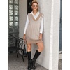 image:imageZeagoo Womens V Neck Sweater Vest Dress Oversized Sleeveless Casual Pullover Sweater Fall Winter Knit Slit Short DressKhaki Houndstooth