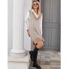 image:imageZeagoo Womens V Neck Sweater Vest Dress Oversized Sleeveless Casual Pullover Sweater Fall Winter Knit Slit Short DressKhaki Houndstooth