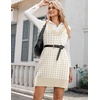 image:imageZeagoo Womens V Neck Sweater Vest Dress Oversized Sleeveless Casual Pullover Sweater Fall Winter Knit Slit Short DressLight Khaki Houndstooth