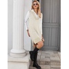 image:imageZeagoo Womens V Neck Sweater Vest Dress Oversized Sleeveless Casual Pullover Sweater Fall Winter Knit Slit Short DressLight Khaki Houndstooth