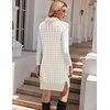 image:imageZeagoo Womens V Neck Sweater Vest Dress Oversized Sleeveless Casual Pullover Sweater Fall Winter Knit Slit Short DressLight Khaki Houndstooth