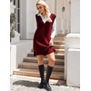 image:imageZeagoo Womens V Neck Sweater Vest Dress Oversized Sleeveless Casual Pullover Sweater Fall Winter Knit Slit Short DressWine Red