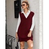 image:imageZeagoo Womens V Neck Sweater Vest Dress Oversized Sleeveless Casual Pullover Sweater Fall Winter Knit Slit Short DressWine Red