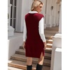 image:imageZeagoo Womens V Neck Sweater Vest Dress Oversized Sleeveless Casual Pullover Sweater Fall Winter Knit Slit Short DressWine Red