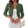 image:imageZeagoo Cropped Cardigan Sweaters for Women Long Sleeve Knit Open Front Bolero Shrug for DressesArmy Green