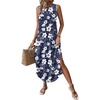 image:imageZeagoo Women Floral Summer Casual Beach Printed Tank Dress with Pockets Pleated Front Long Dress2604 Navy Floral