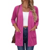 image:imageZeagoo Womens Casual Lightweight Cardigan 34 Sleeve Open Front Loose Thin Cardigans with PocketsRose Red