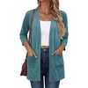 image:imageZeagoo Womens Casual Lightweight Cardigan 34 Sleeve Open Front Loose Thin Cardigans with PocketsTurquoise