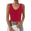 image:imageZeagoo Womens Ribbed Tank Tops 2026 V Neck Slim Fit Knit Sleeveless Shirts Casual Basic TeeDark Red