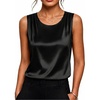 image:imageZeagoo Womens Satin Tank Top Pleated Sleeveless Blouse Dressy Casual Tops Crewneck Silk Shirts Business Summer ClothesAblack
