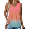 image:imageZeagoo Womens Tank Tops 2026 Sleeveless Pleated V Neck Loose Fit Summer Clothes Flowy Boho ShirtsOmbre Jb218