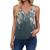 image:imageZeagoo Womens Tank Tops Loose Fit V Neck Ruched Sleeveless Tops Casual Basic Banded Shirts SXXLGrey Colorful Flower