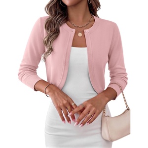 image:imageZeagoo Cropped Cardigan Sweaters for Women Long Sleeve Knit Open Front Bolero Shrug for DressesDusty Pink