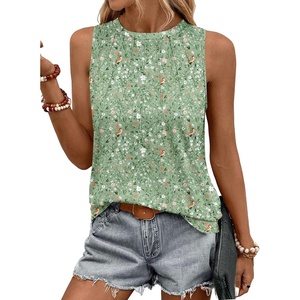 image:imageZeagoo Summer Tank Top for Women 2026 Pleated High Neck Tops Loose Fit Flowy Dressy Tunic Sleeveless ShirtsBxh534