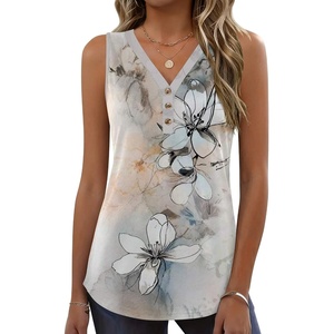 image:imageZeagoo Tank Tops for Women 2026 Summer Top Henley Shirts Dressy Casual Loose Fit VNeck Button Down Sleeveless Tshirt BlouseSf311