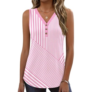 image:imageZeagoo Tank Tops for Women 2026 Summer Top Henley Shirts Dressy Casual Loose Fit VNeck Button Down Sleeveless Tshirt BlouseTz300
