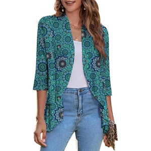 image:imageZeagoo Womens Open Front Cardigan 2026 Spring Summer Lightweight 34 Sleeve Draped Ruffles Cardigans S3XLMulticolor 858
