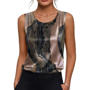 image:imageZeagoo Womens Satin Tank Top Pleated Sleeveless Blouse Dressy Casual Tops Crewneck Silk Shirts Business Summer ClothesCx278