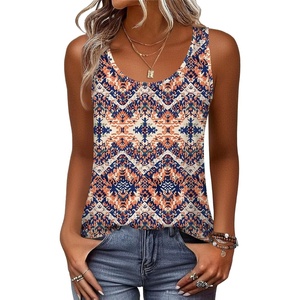 image:imageZeagoo Womens Tank Tops Flowy Loose Fit Scoop Neck Casual Summer Tops Curvy HemOrange Boho
