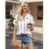 image:imageZeagoo Short Sleeve Summer Tops for Women Casual Button Down Shirts SolidStriped Business Work BlousesJh599