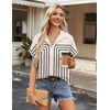 image:imageZeagoo Short Sleeve Summer Tops for Women Casual Button Down Shirts SolidStriped Business Work BlousesJh620