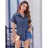 image:imageZeagoo Short Sleeve Summer Tops for Women Casual Button Down Shirts SolidStriped Business Work BlousesNavy