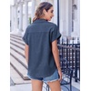 image:imageZeagoo Short Sleeve Summer Tops for Women Casual Button Down Shirts SolidStriped Business Work BlousesNavy