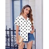 image:imageZeagoo Short Sleeve Summer Tops for Women Casual Button Down Shirts SolidStriped Business Work BlousesPolka Dot