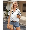 image:imageZeagoo Short Sleeve Summer Tops for Women Casual Button Down Shirts SolidStriped Business Work BlousesPolka Dot