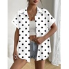 image:imageZeagoo Short Sleeve Summer Tops for Women Casual Button Down Shirts SolidStriped Business Work BlousesPolka Dot