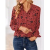image:imageZeagoo Women Blouses Chiffon Long Sleeve Button Down Shirts Business Causal Dressy Work Top V Neck Summer Spring ClothesAblack Red Floral