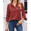 image:imageZeagoo Women Blouses Chiffon Long Sleeve Button Down Shirts Business Causal Dressy Work Top V Neck Summer Spring ClothesAblack Red Floral
