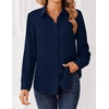 image:imageZeagoo Women Blouses Chiffon Long Sleeve Button Down Shirts Business Causal Dressy Work Top V Neck Summer Spring ClothesNavy Blue