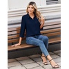 image:imageZeagoo Women Blouses Chiffon Long Sleeve Button Down Shirts Business Causal Dressy Work Top V Neck Summer Spring ClothesNavy Blue