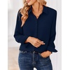 image:imageZeagoo Women Blouses Chiffon Long Sleeve Button Down Shirts Business Causal Dressy Work Top V Neck Summer Spring ClothesNavy Blue