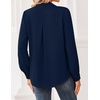 image:imageZeagoo Women Blouses Chiffon Long Sleeve Button Down Shirts Business Causal Dressy Work Top V Neck Summer Spring ClothesNavy Blue
